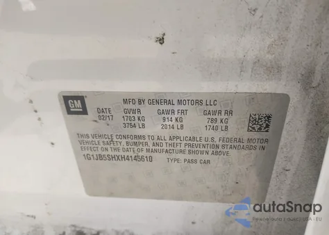 2017 Chevrolet Sonic Ls Auto from USA, damaged, VIN 1G1JB5SHXH4145610